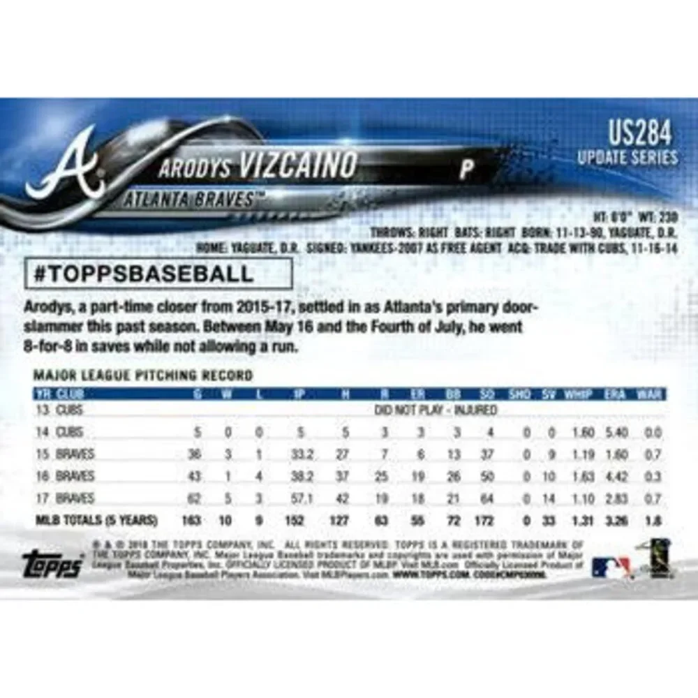 2018 Topps Update Arodys Vizcaino #US284 Atlanta Braves